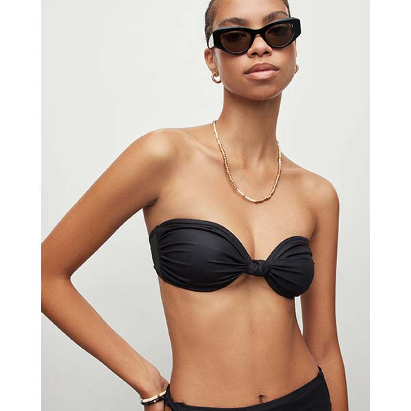 Allsaints Australia Womens Emma Bandeau Knot Bikini Top Black AU54-651